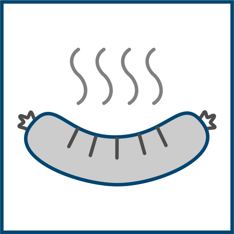 Piktogramm eines Grill-Würstchens.